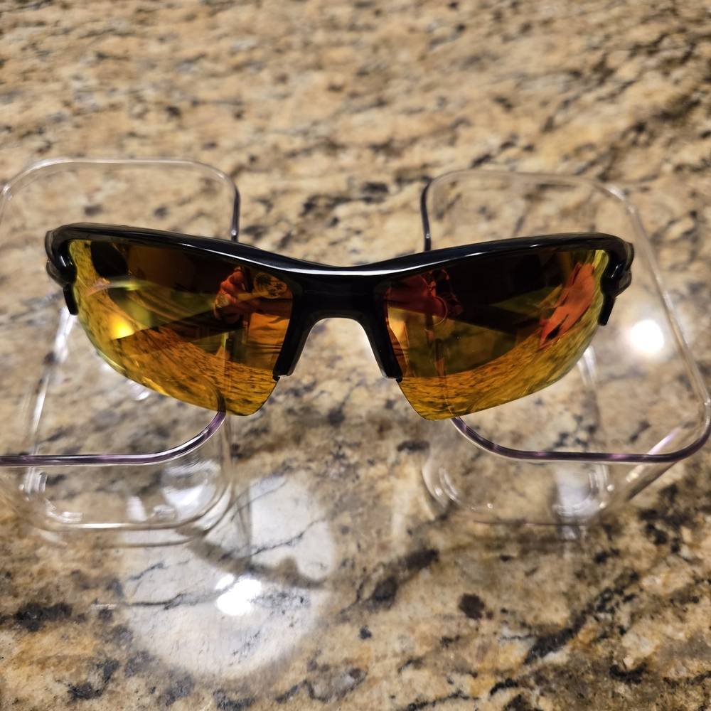 Oakley FLAK 2.0 SCALES Black Gold Polarized Galaxy RUBY Lens Sunglasses EUC